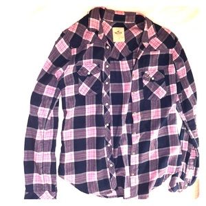 Hollister Blue and Pink Flannel